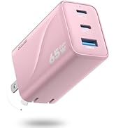 65W USB C Charger, 3-Port PD Fast Charging, Compact Type C Wall Charger with Foldable Plug for iP...