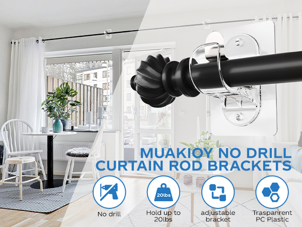 no drill curtain rod holder