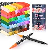 Caliart 72 Colors Double Tip Brush Pen Art Markers for Adult Coloring Books | Artist Fine & Brush...