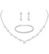 Tatibana Crystal Wedding Jewelry Set, Silver Necklace Earrings Bracelet Crystal Bridal Wedding Je...