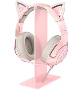 SIMGAL Pink Headphones Stand, Universal Gaming Headset Holder Hanger with Stable Base K9 Cat Ear ...