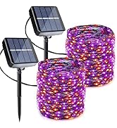 Joomer Orange Purple Halloween Solar String Lights - 2 Pack Total 80FT 240LED Solar Fairy Lights,...