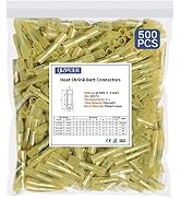 500 Pcs Yellow Heat Shrink Butt Connectors, 12-10 AWG Waterproof Crimp Terminals Electrical Wire ...