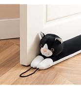 Sunolga 38 Inches Weighted Door Draft Stopper Under Door Noise Air Stopper, Black Cat Shape Sound...