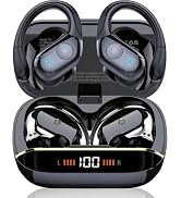 75H Sports Wireless Earbuds Bluetooth 5.4 Headphones Stereo Deep Bass,Black | Over Ear Buds with ...