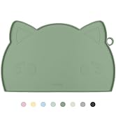 Coomazy Cat Food Mat, Thicker Dog Mat for Food and Water, Non-Slip Waterproof Silicone Mat for Fl...