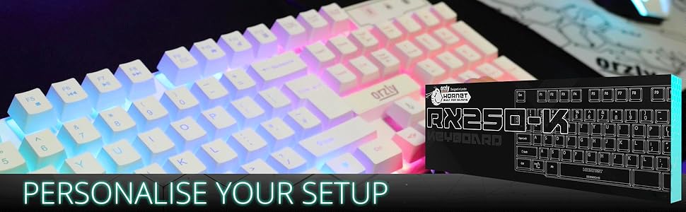 Orzly Gaming Keyboard white RGB USB Wired Rainbow Keyboard Designed for PC Gamer PS5, Laptop, Xbox