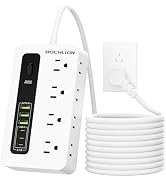BOCHLION Power Strip with USB, 6ft Surge Protector Flat Plug Extension Cord with 8 Outlets, 3 USB...