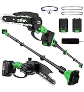 SOYUS 2-IN-1 Electric Pole Saws for Tree Trimming, 21V 6-Inch Mini Chainsaw with 2x2.0Ah Batterie...