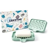 CAKETIME 2 Pack Silicone Soap Dish with Drainage Holes for Bathroom Shower Caddy Kitchen Counter ...
