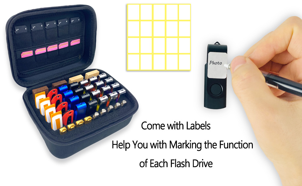 JBOS flash drive case with label