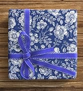 ZINTBIAL Floral Wrapping Paper for Women, Girls - Vintage Gift Wrap With Blue Flowers and Plants ...