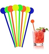 200Pcs Cocktail Swizzle Sticks, 7 Inches Disposible Plastic Drink Stirrers with Disc Top Colorful...