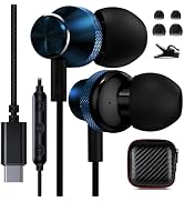 USB C Headphone for iPhone 15 Pro iPad 10 Mini 6 Air 5th, COOYA USB Type C Wired Earbuds for Sams...