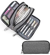 Della Gao Big Capacity Pencil Case, Aesthetic Pencil Pouch with 3 Compartments Large Pencil Bag N...