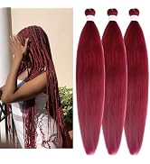 Dark Red Braiding Hair Pre stretched Ez Braid Knotless Fulani Braiding Hair