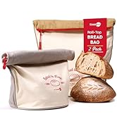 KNEADACE Bread Bags for Homemade Bread -Stylish Sourdough Bread Storage with Roll-Top Design, 100...