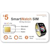 SpeedTalk Mobile $5 Prepaid Smart Watch SIM Card Kit for 5G 4G LTE Smartwatch, Wearables | Triple...