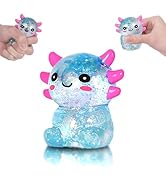 FazaVexior Axolotl Squishy Toy - 1 Pcs Glitter Slow Rising Squeeze Toy, Maltose Filled TPR Stress...