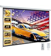 YODOLLA 100" Projector Screen Motorized 4:3, 4K HD Pull Down Retractable Projection Screens Elect...
