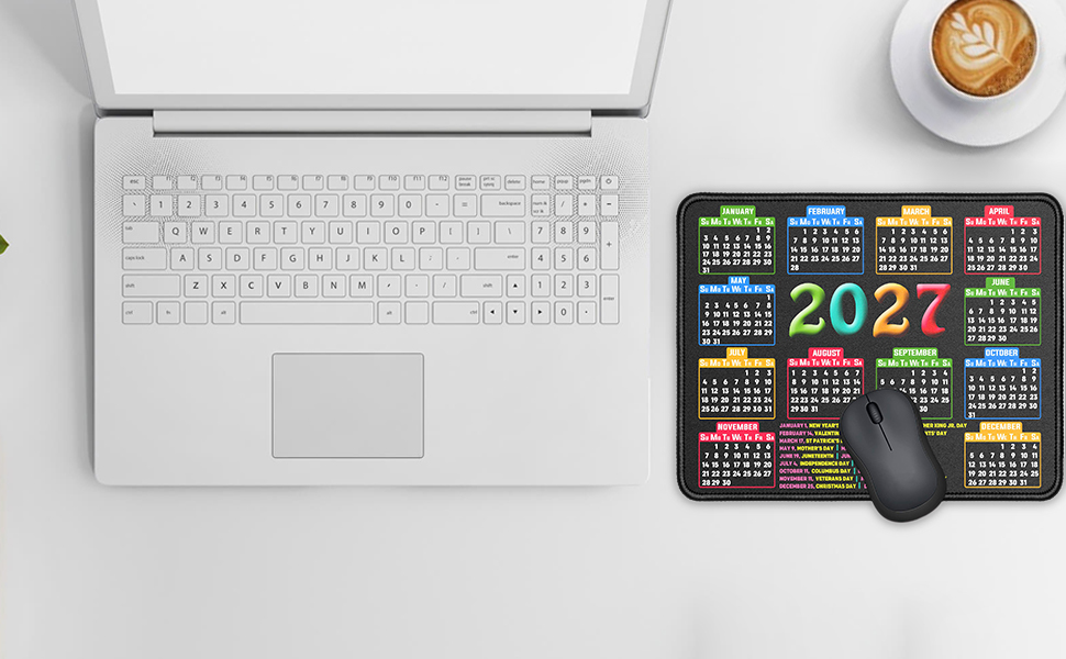 2027 Calendar Mouse pad with Stitched Edge