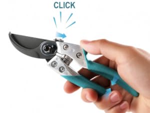 one hand release safety lock hand pruner bypass shears easy storage gardening