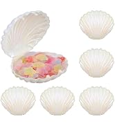 DOITOOL Seashell Candy Boxes Pearlized Plastic Clam Shell Storage Containers 3-Pack for Wedding P...
