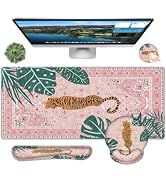 Mousepad Set,Keyboard Mat+Wrist Support Mouse Pad+Wrist Rest Pad+Coaster | Pink Cute Desk Decor w...