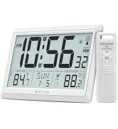 DAYTITOR Atomic Clock with Indoor and Outdoor Temperature, Automatic Digital Clock Battery Operat...
