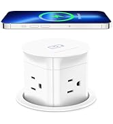 ANNQUAN 3 inch Pop Up Outlet with 15W Wireless Charger,15A Outlets,Pop Up Countertop Receptacle,D...