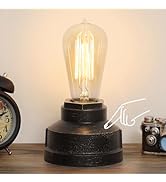 Boncoo Small Touch Control Table Lamp Base, Industrial Touch Light Vintage Edison Bulb Base, Dimm...