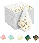 Yinbanban Stylish Paper Napkins 100 Packs,6.5" White Napkins with Gold Polka Dots Design,Great Co...