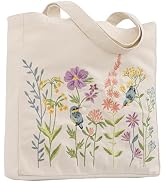 Perseverance Trade Aesthetic Embroidery Tote Bag for Women Cute Reusable Canvas Shoulder Bag for ...