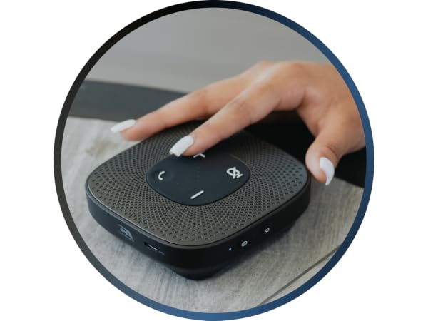 Bluetooth speakerphone, portable speakerphone, conference, 12-hour talk time, rechargable battery