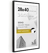 Americanflat 28x40 Poster Frame with Polished Plexiglass - Use as 24x36 Frame with Mat or Display...