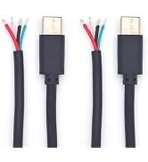 ELNONE 2PCS USB C Male Pigtail 4 Wire,0.35M/1.1FT USB C Type-c Male Plug Cable 4 Pin Bare Wire Op...