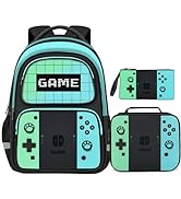JIRAIKEI Backpack For Boys 3pcs Set- Ages 6-18,17? Video Game Bookbag School Back Pack