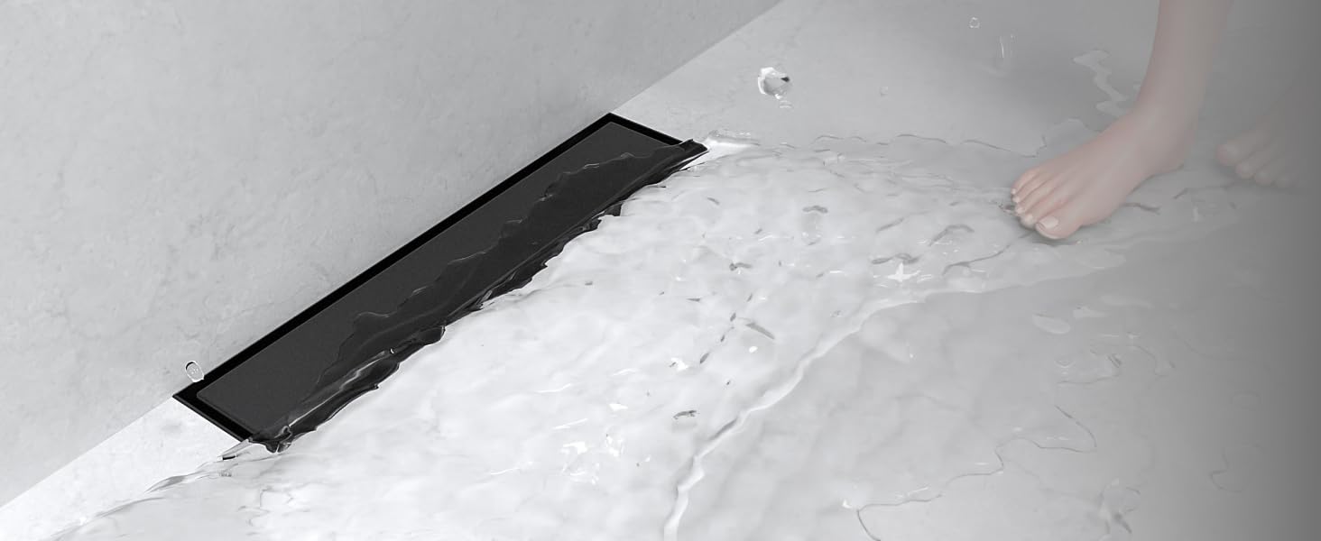 black linear shower drain
