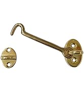 QCAA Heavier Duty Brass Door Hook Latch & Eye, 4", Vibrated Brass, Made in Taiwan, 1 Pack