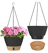 ZMTECH 2 Pack 10 Inch Hanging Planters with Visible Water Level Tray Self Watering Plant Pot with...
