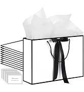 woric 10 Pcs Wedding Gift Bags with Tissue Paper, Handles, 14" Medium Thank Your Gift Bags Bulk w...