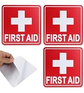 3 Pcs Plastic First Aid Kit Signs Sticker Medical Red Cross Decals Patch for First Aid Box, Emerg...