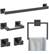 TURS Matte Black 5-Piece Bathroom Hardware Set Towel Bar Set SUS304 Stainless Steel Towel Racks f...