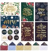 Thboxes New Year Cards with Envelopes, 36 Pack 4x6in Happy New Year Greeting Cards, Gold Foil Hol...