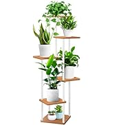 YOCOMEY 6 Tier Wood Tall Plant Stand Metal Rack Indoor, Multiple Flower Pot Holder Shelves Corner...