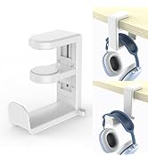 EURPMASK PC Gaming Headset Stand - Adjustable Clamp-on Headphone Holder, 360 Degree Swivel & Cabl...