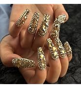 AKA Unicorn Trendy Handmade Press On Nails Long Square Shape,10Pcs Shimmery Large Acrylic Fake Na...