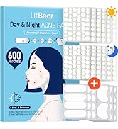 LitBear Pimple Patches for Face, 600 Counts Day and Night Acne Patches, Hydrocolloid Patches for ...