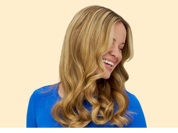 Woman with curled hair