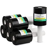 6 Pack Industrial Black Mini Stretch Wrap Roll with Handle, 5" x 1000Feet 80 Gauge for Heavy Duty...
